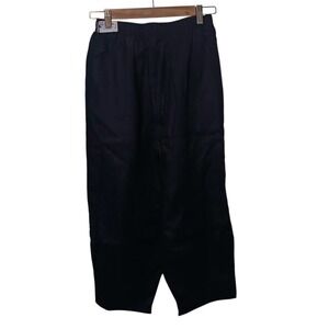 Lintico Pants Pull On 100% Linen Pockets Artsy Black Medium Womens